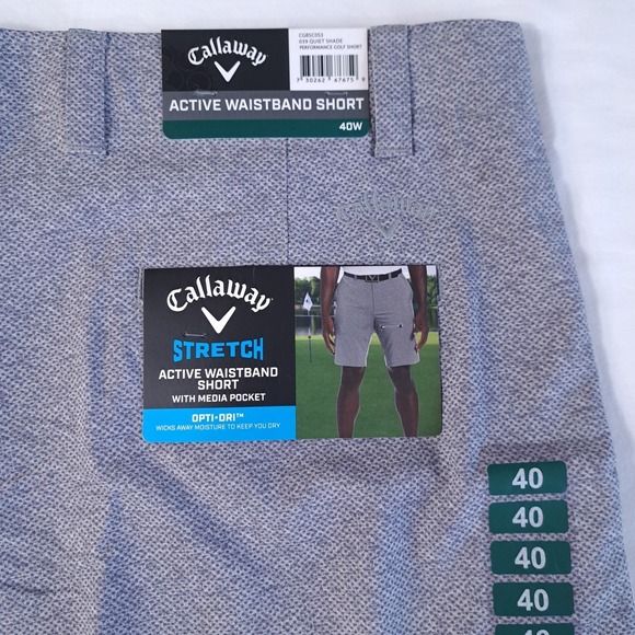Callaway V Men's Active Waistband Quiet‎ Shade Gray Golf Shorts Size 40W - Picture 12 of 13